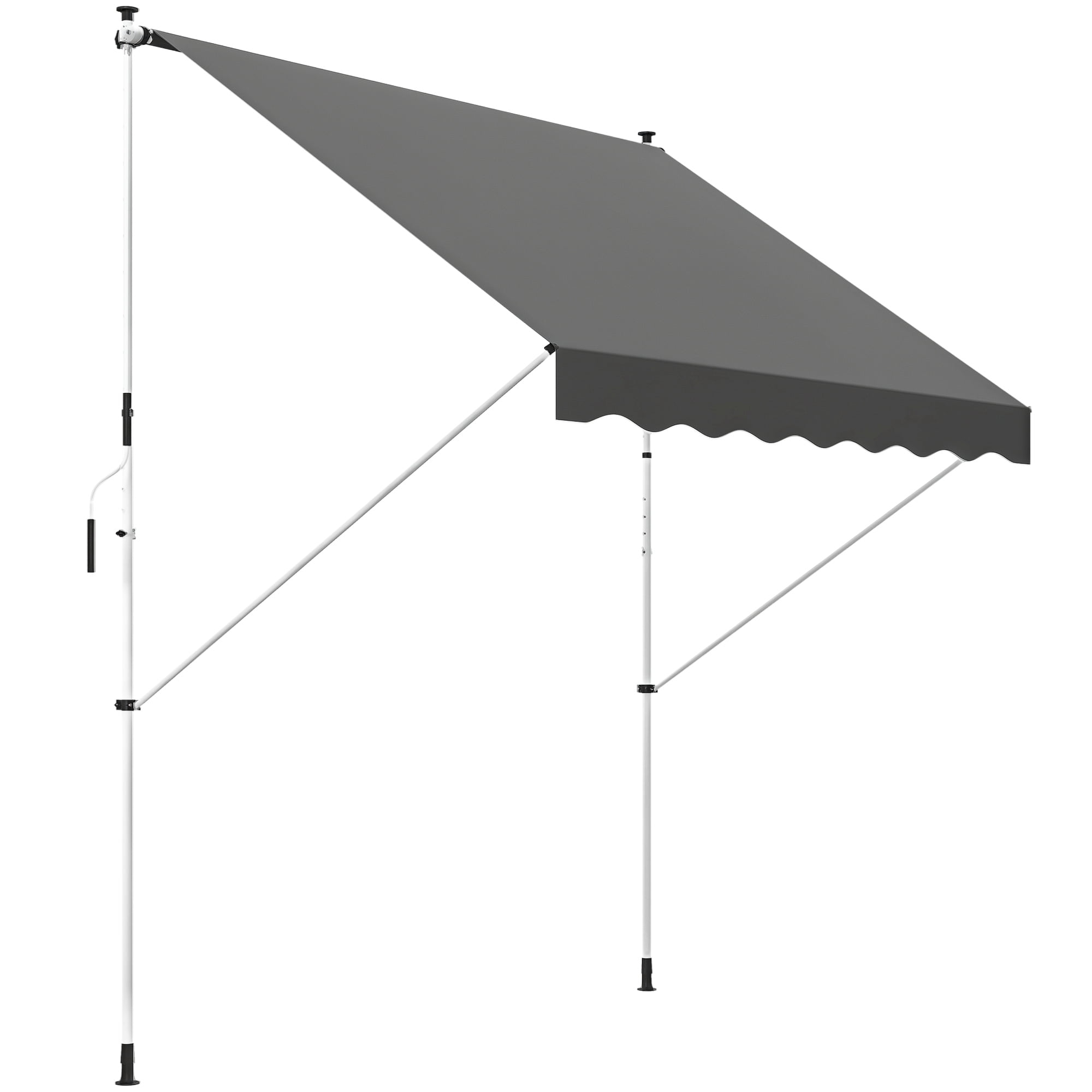 Outsunny Auvent Rétractable Manuel 10 X 5 Pi, Auvent Pare-Soleil pour Patio, Gris