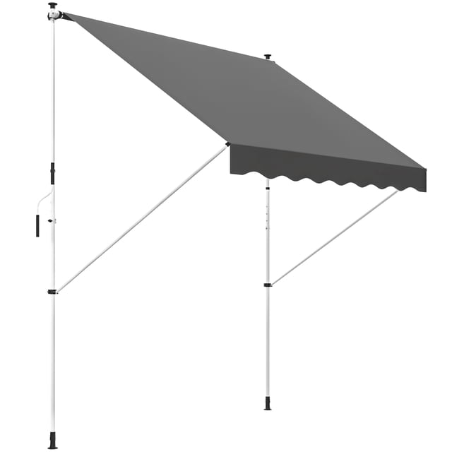 Outsunny Auvent Rétractable Manuel 10 X 5 Pi, Auvent Pare-Soleil pour Patio, Gris