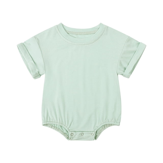 Timegard Newborn Onesie Toddler Boys Girls Short Sleeve Comfy Rompers Unisex Infant Outfits Solid Color