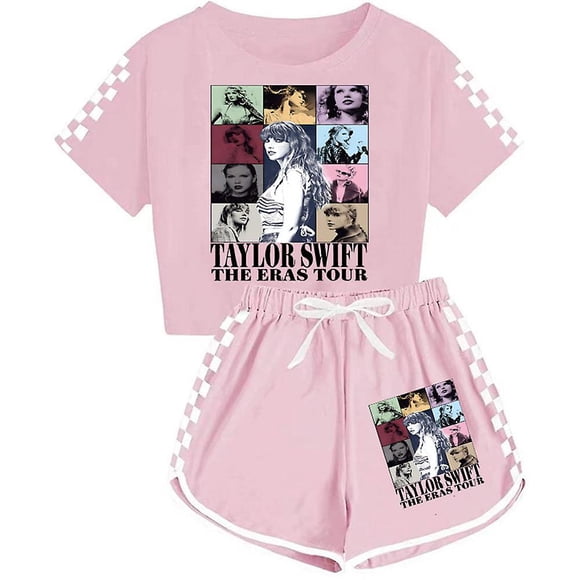 Kids Girls Taylor Swift The Eras Tour Summer T-Shirt Tops Shorts Set PJs Loungewear Tracksuit Outfits