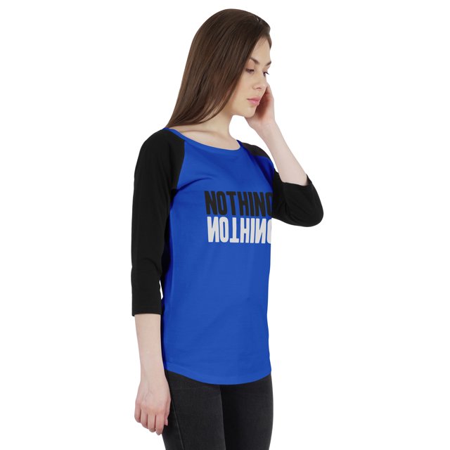 Inkmeso T-Shirt Raglan pour Femmes à Manches 3/4 Heureux Motivationnel Citation Nothing Haut en Jersey Graphique