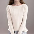 thumbnail image 2 of LOVZFMLL Chandails pour Filles, Chandail à Col Rond Côtelé Uni, Vêtements d'Automne Essentiels Confortables et Extensibles, Hauts d'Hiver Chauds, Vêtements pour Filles de 6-7 Ans, 2 of 3
