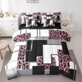thumbnail image 1 of YST Girls Geometric Leopard Print Bedding Set, 7 Piece, Kids Pink Black Grids Cheetah Print, Twin, 1 of 5