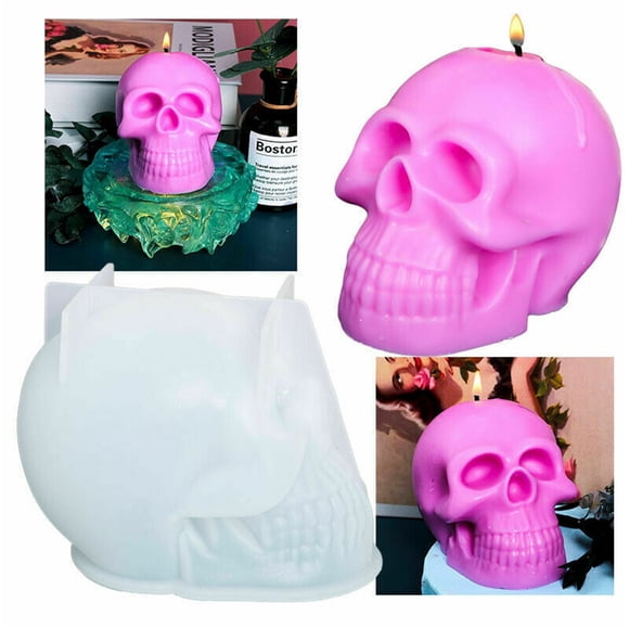 RYRDWP Moule de Crâne d'Halloween en Silicone pour Fabrication de Bougies 3D, Savon d'Aromathérapie, Cire, Résine