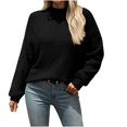 thumbnail image 1 of Timegard Hauts pour Femmes Col Roulé Manches Longues Chandail Automne Hiver Décontracté Couleur Unie Blouse Ample Hauts, 1 of 2