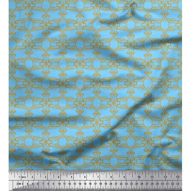 Soimoi Velvet Fabric Filigree Damask Print Fabric by Yard 58 Inch Wide