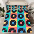 thumbnail image 2 of YST Music Disc Sheet Set Full Size,Colorful Plaid Pattern Bed Sheets For Adult Teens,Pop Music Bed Sheet Set,Hip Hop Style Fitted Sheet Fitted Sheet + Flat Sheet + 2 Pillow Cases 4Pcs, 2 of 5