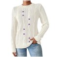 thumbnail image 1 of Rbaofujie Chandails à Col Rond Femmes Hiver Ample Uni Chandail Manches Longues Col Rond Chandail Haut Blanc Chandails à Capuchon pour Filles, 1 of 7