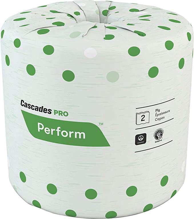 Cascades PRO Standard Toilet Paper, 336 Sheets Bathroom Tissue, 4" x 3.50", White 48 per Carton