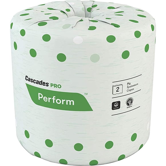 Cascades PRO Standard Toilet Paper, 336 Sheets Bathroom Tissue, 4" x 3.50", White 48 per Carton
