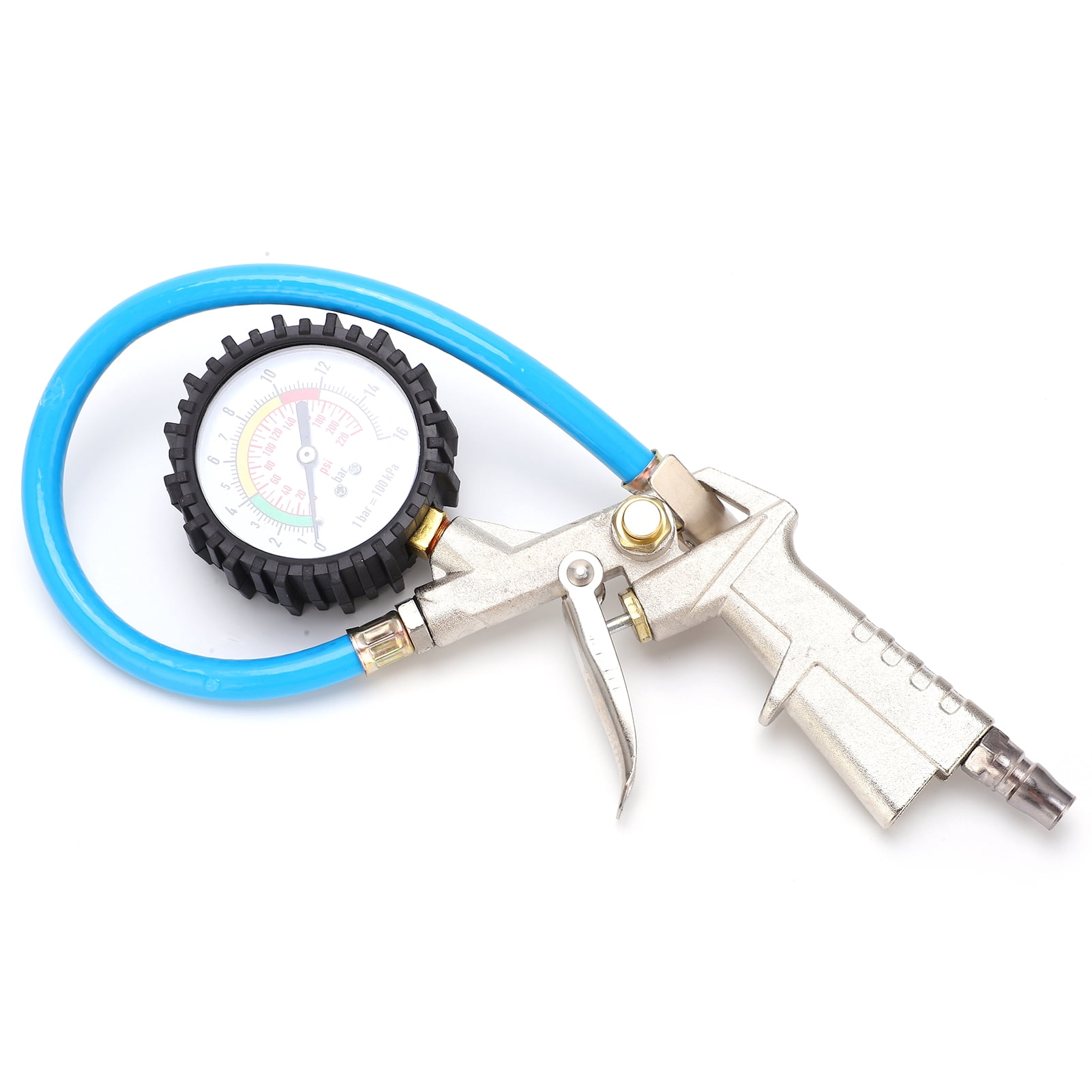 Car Tyre Inflator, Universal Durable Tire Inflator Pressure Gauge 0-230PSI 16Bar  For Cars Trucks Motorcycles