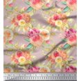 thumbnail image 1 of Soimoi Pink Velvet Fabric Leaves & Ranunculus Floral Printed Craft Fabric by the Yard 58 Inch Wide, 1 of 3