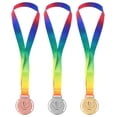 thumbnail image 1 of 3pcs Trophy Pattern Medal Gold Silver Bronze Medals Hanging Medal Awards Medals, 1 of 7