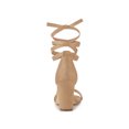 thumbnail image 2 of BLISSFUL STEP Women's Lace Up and Ankle Strap Block Heel Sandals Nude 11, 2 of 7