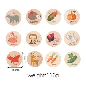 EGNMCR 12x Puzzles en bois Jouets sensoriels pour tout-petit Puzzle en bois Puzzler en légumes Jouets pour enfants Exercice Mains de bébé Puzzlez circulaire