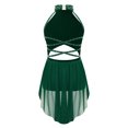 thumbnail image 2 of Raenseen Robe de Danse Ballet Jazz pour Filles, Justaucorps de Patinage Artistique, Strass Brillants, Robe de Bal Sans Manches, Vert 12, 2 of 5