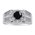 thumbnail image 1 of RYLOS Men's Rings Sterling Silver Designer Starburst 7MM Round Gemstone &   Diamond Ring Cabochon Onyx October  Size 11, 1 of 7