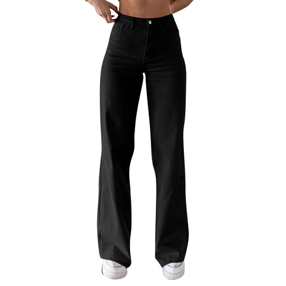 Ketyyh-chn99 Bootcut Jeans Women Y2k Jeans Simply Stretch Pull-On Super Skinny Jeans Black,S