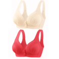 thumbnail image 1 of Timegard 2pc Wireless Bras for Women Front Closure Button Bralette Ruched Comfort Everyday Bras with Support, 1 of 3