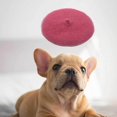 thumbnail image 2 of Chien Chat Béret Laine Chapeau de Jardin Durable Réglable Élastique Photo Accessoires Corde Costume Chaud Rose Rouge, 2 of 9