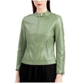 thumbnail image 2 of LOVZFMLL Jackets for Women Fashion Zipper Leather Tops With Pocket Short Coat Jacket, 2 of 8
