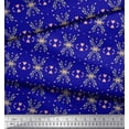 thumbnail image 3 of Soimoi Blue polyester Crepe Fabric Heart Leaves Print Fabric by the Yard 52 Inch Wide, 3 of 3