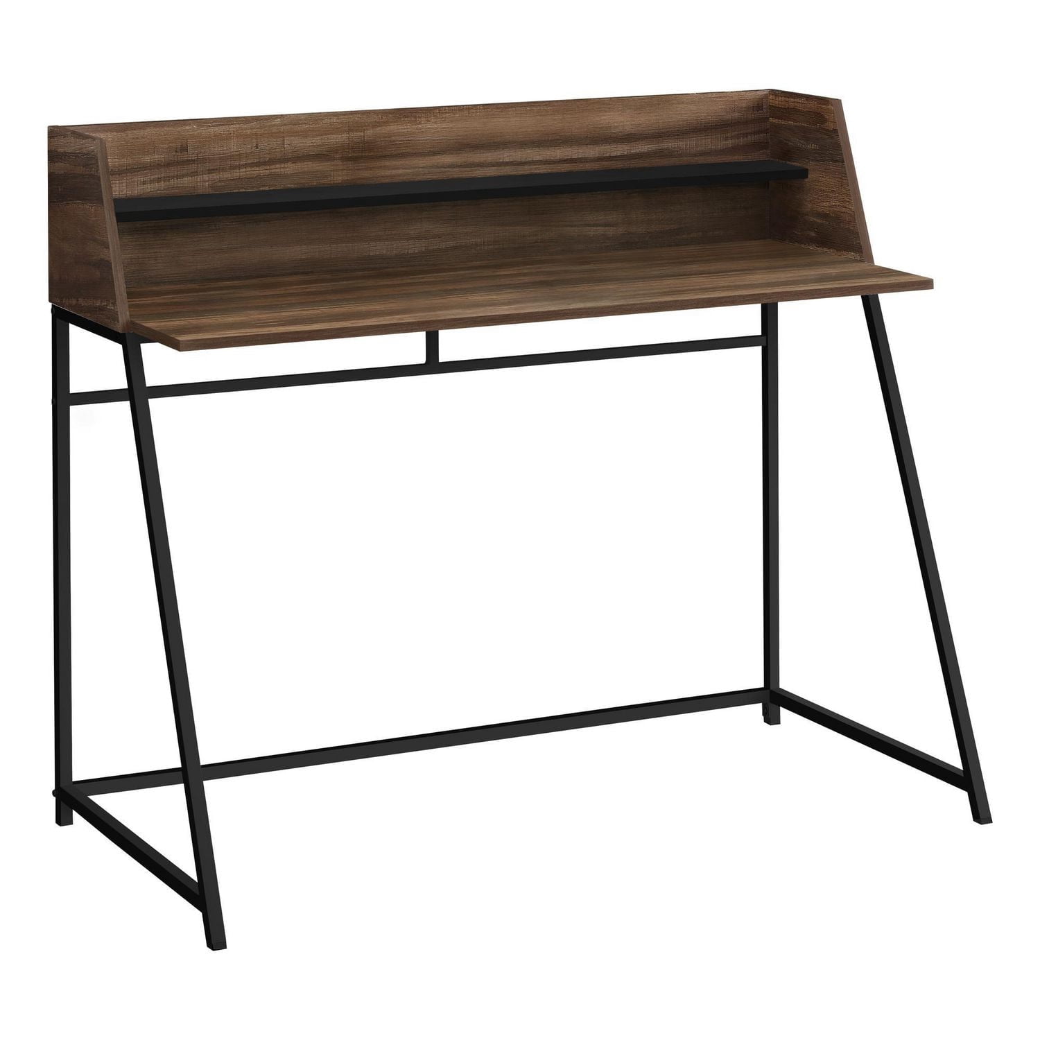 Monarch Specialties Computer Desk, Home Office, Laptop, Storage Shelves, 48"l, Work, Metal, Laminate, Brown, Black, Contemporary, Modern