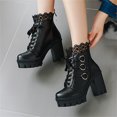 thumbnail image 2 of CEHVOM 2021 Automne et Hiver Nouvelles Bottines Courtes en Cuir à Bout Rond à Semelle Épaisse Style Britannique pour Femmes, 2 of 8