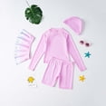 thumbnail image 4 of Sunnyoo Toddler Girls Long Sleeve Rashguard Shorts Skirt with Hat UPF50+ Bathing Suit, 4 of 7