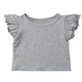 thumbnail image 1 of Toddler Baby Girl Summer Basic Plain Ruffle Sleeve Cotton Tops, 1 of 4
