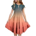 thumbnail image 2 of Tranfacy Robes d'Été pour Ados, Robes pour Filles Taille 10-12, Robe d'Été pour Filles 6-15 Mode Robe à Dégradé de Couleurs avec Poches Manches Courtes Col Rond Robe Trapèze, 2 of 5