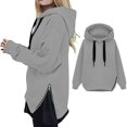 thumbnail image 2 of Timegard Women's Hoodies Sweatshirt Plus Size Side Zipper Split Fall Winter Comfy Oversized Pullover, 2 of 4