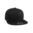 thumbnail image 1 of Cotton Twill Flat Bill 6 Panel Mid Profile Snapback Hat, Black, 1 of 2