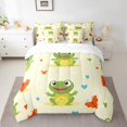thumbnail image 2 of YST Frog Comforter Set Bed In A Bag, Cartoon Frog Butterfly Decor, Polyester, Queen Size (7 Count), 2 of 4