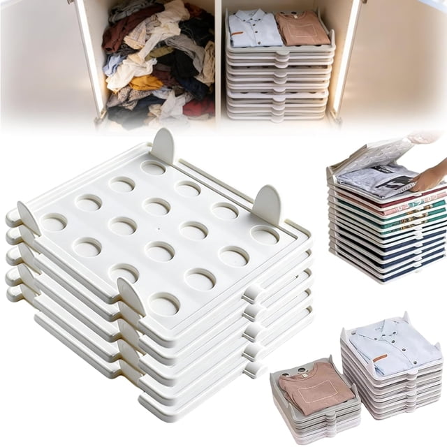 2026 New Stackable Closet Organizer, Stackable Closet Clothing Organizer System, Non-Slip Space-Saving Folding Board System for T-Shirts, Pants & Sweaters (5PCS)