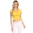 thumbnail image 1 of NYL Womens Basic Short Sleeve Scoop Neck Crop Top - USA, XXX-Large, Yellow, 1 of 1