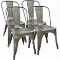 thumbnail image 1 of FDW Metal Dining Chairs Set of 4 Indoor Outdoor Chairs Patio Kitchen Metal 18 Inch Seat Height Restaurant Tolix Side Bar Weight, Bronze, 1 of 7