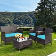 thumbnail image 3 of Gymax Ensemble de Mobilier de Jardin 4 Pcs en Rotin avec Coussin Turquoise, 3 of 10