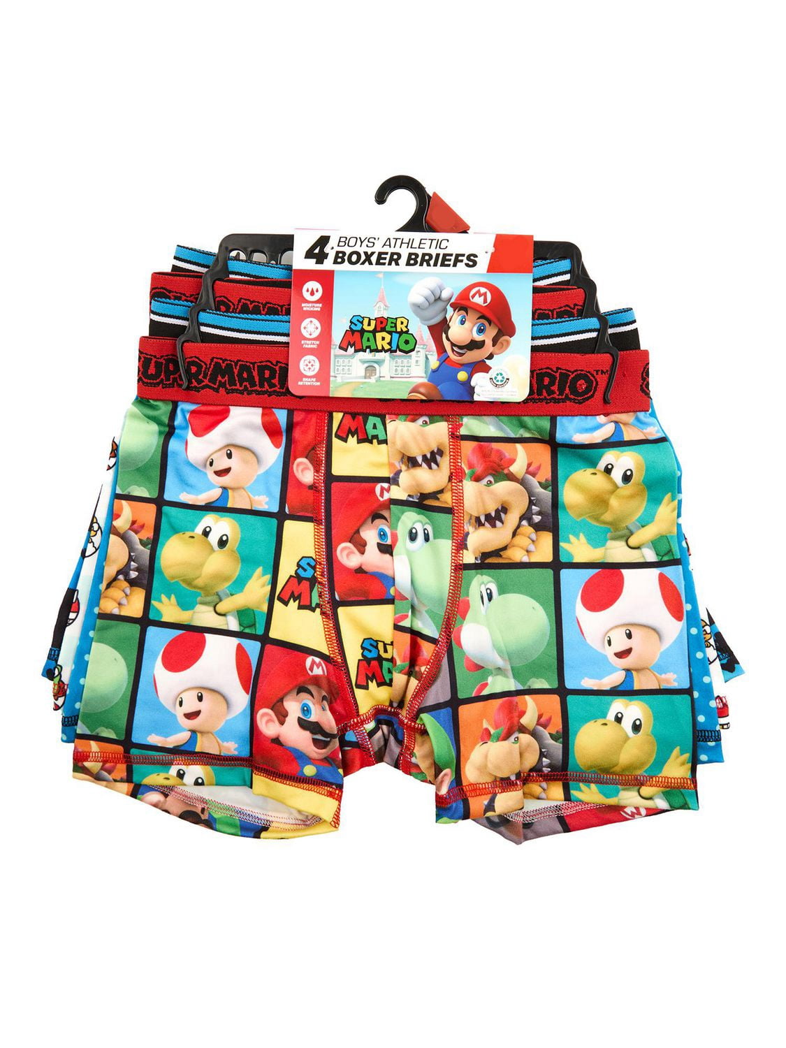 Super Mario Boys' 4-Pack Boxer Briefs