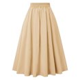 thumbnail image 4 of Mrat A-Line Flowy Skirt Mode Femmes Robe Décontractée Taille Haute Couleur Unie Jupe à Poches Robe Jupe Évasée Fluide S-231 Kaki TG, 4 of 6