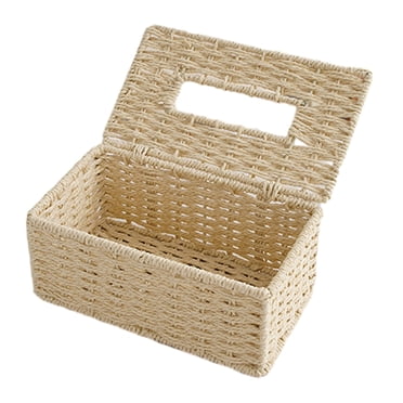 Rbaofujie Tissue Box Rattan Tissue Box Cover Hand Woven Facial Napkin Rectangular Rattan Tissue Box Cover Wicker Tissue Box Decorative Facial Napkin Tissue Box Tissue Box Cover