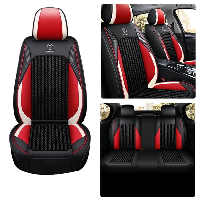 Maidao Car Seat Covers Leather for Buick for Regal 1998-Present 5 Seats Waterproof Front Rear Cushion Protector Red