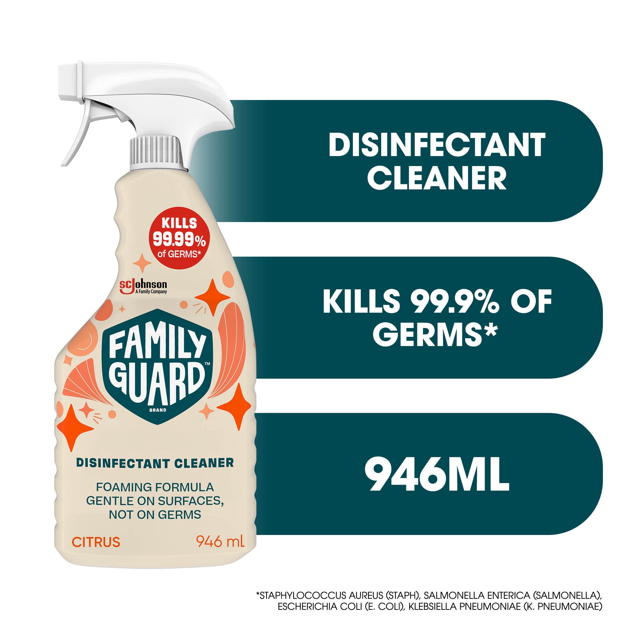Family Guard™ Disinfectant All Purpose Cleaner, Kills 99.99% of Germs, Citrus Scent, 946ml