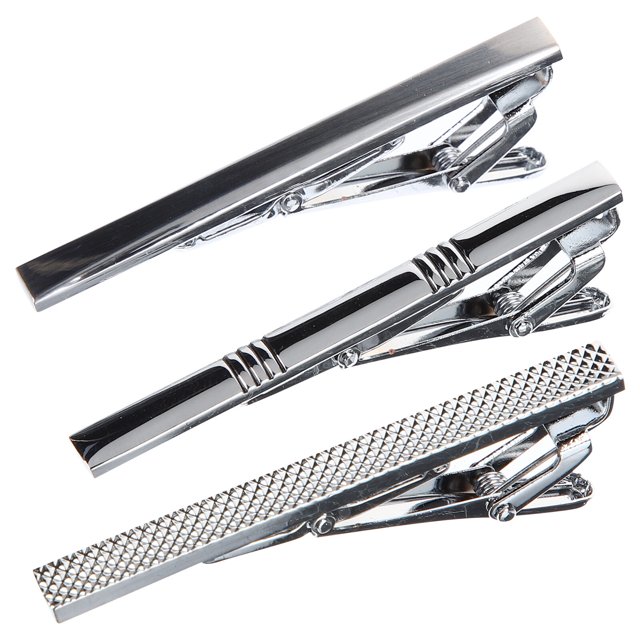 Miangastore 3Pcs Classical Design Tie Clip Men Silver Wedding Accessories Tie Closure