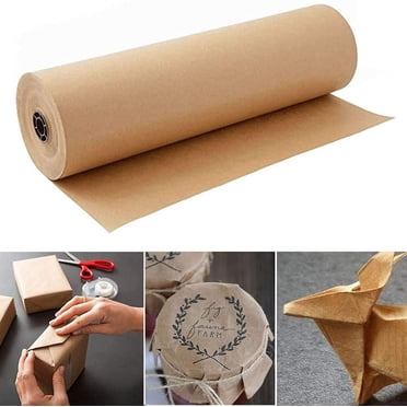 Papier Kraft Brun Rouleau de Papier Kraft 45Cm X 30M - Papier Naturel Recyclé pour Emballer des Cadeaux, Artisanat, Rangement, Emballage, Expédition, Papier Décoratif pour Colis
