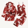 thumbnail image 4 of WTXUE Ensembles de Pyjama pour Femmes / Pyjamas en Polyester Imprimé Quotidien Femme / 3 Pcs Bourgogne G, 4 of 9