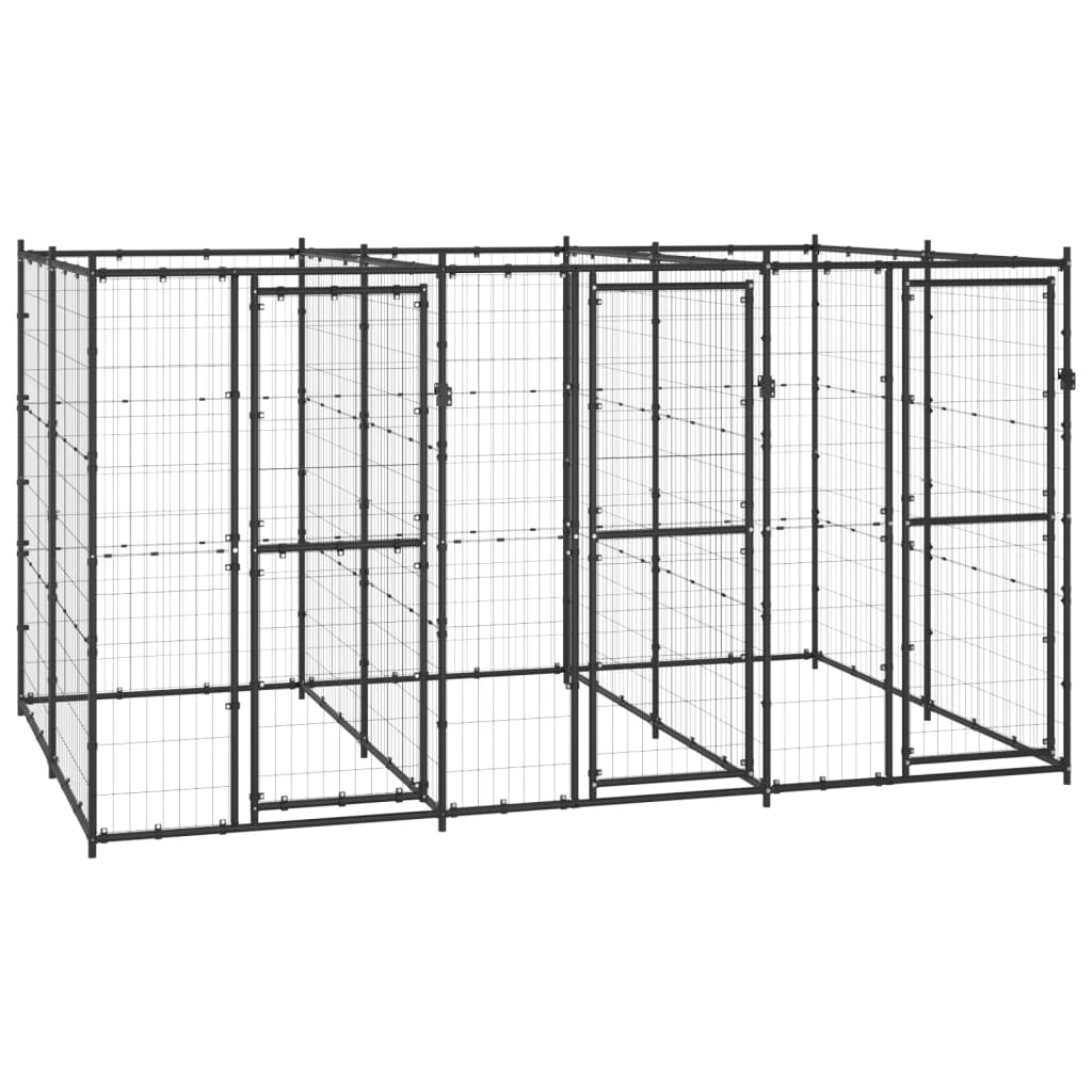 vidaXL Chenil Extérieur pour Chien en Acier 7,26 M2
