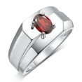 thumbnail image 3 of RYLOS Men's Rings 14K White Gold Ring Classic Solitaire 7X5MM Oval Shape Gemstone Designer Band Garnet January Birthstone Rings For Men Size 12, 3 of 7