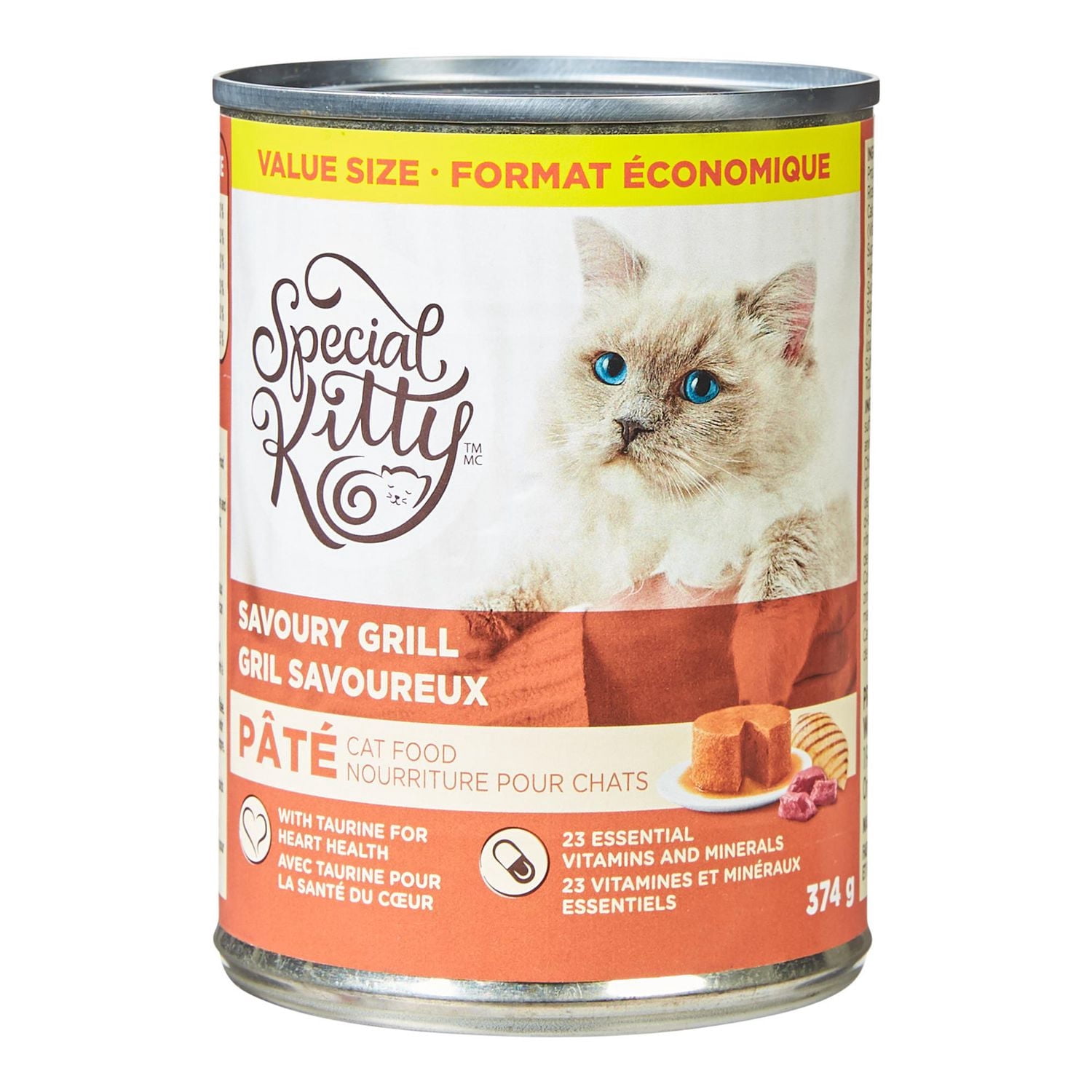 Special Kitty Savoury Grill Pate Wet Cat Food, Value Size, 374 G Can
