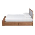 thumbnail image 2 of Baxton Studio Cosmo Lit Plateforme Moderne Transitionnel en Bois Fini Noyer Cendré 4 Tiroirs Taille Grand avec Rangement, 2 of 5